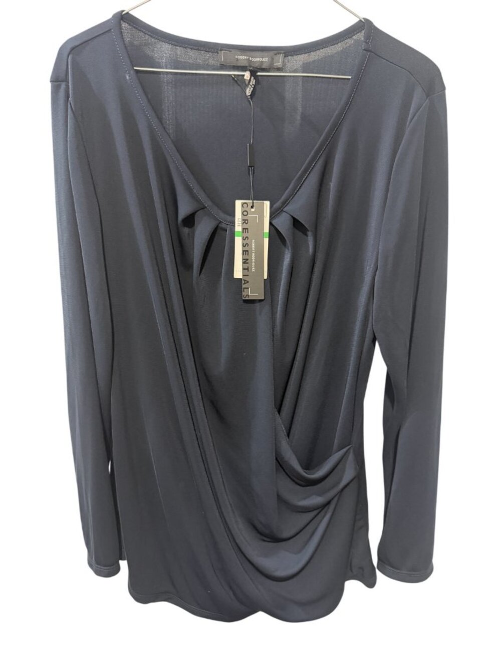 ROBERT RODRIGUEZ Size Large (L) Gray Long Sleeve Draped Cowl Neck Blouse